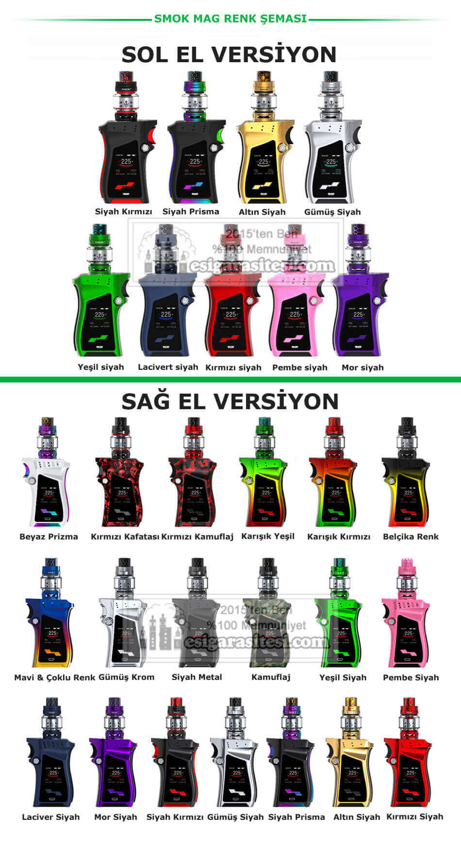 Smok Mag Kit Renk Çeşitleri